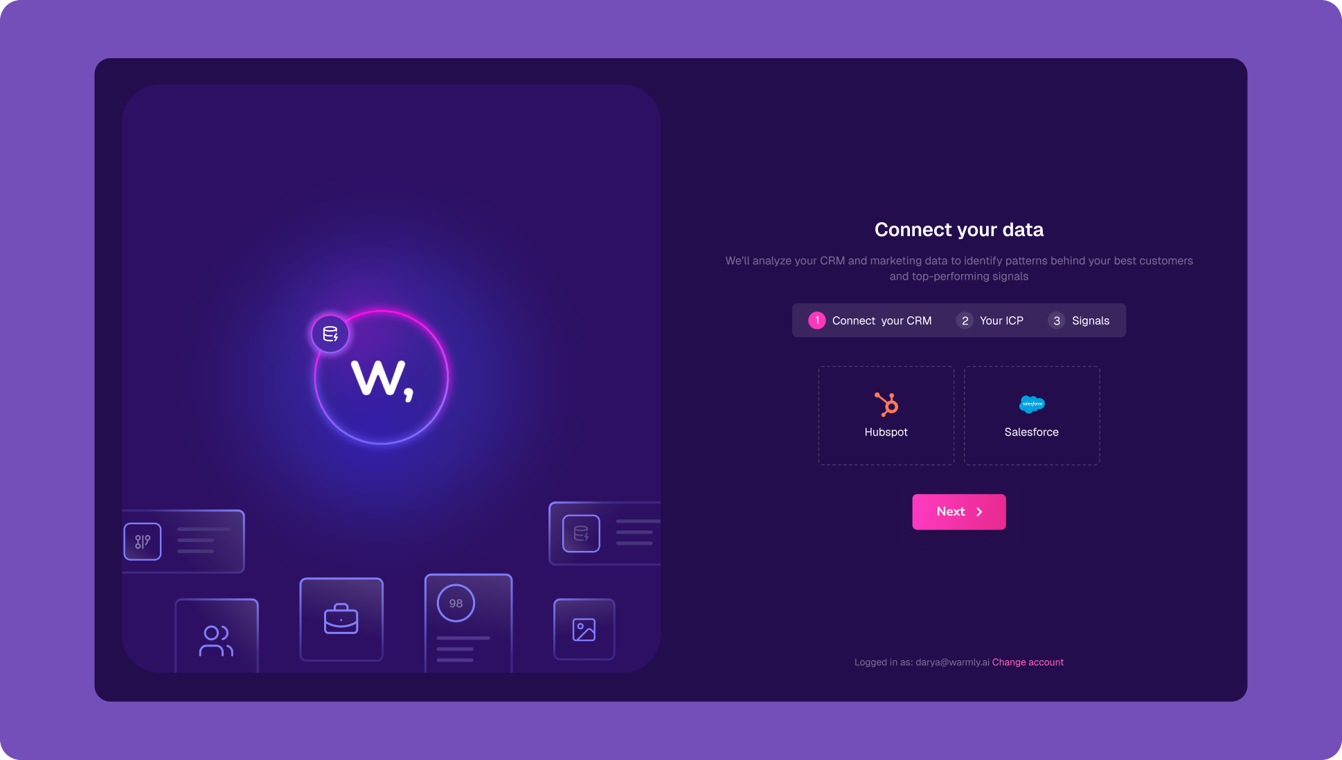 Onboarding step 1 - Connect your CRM