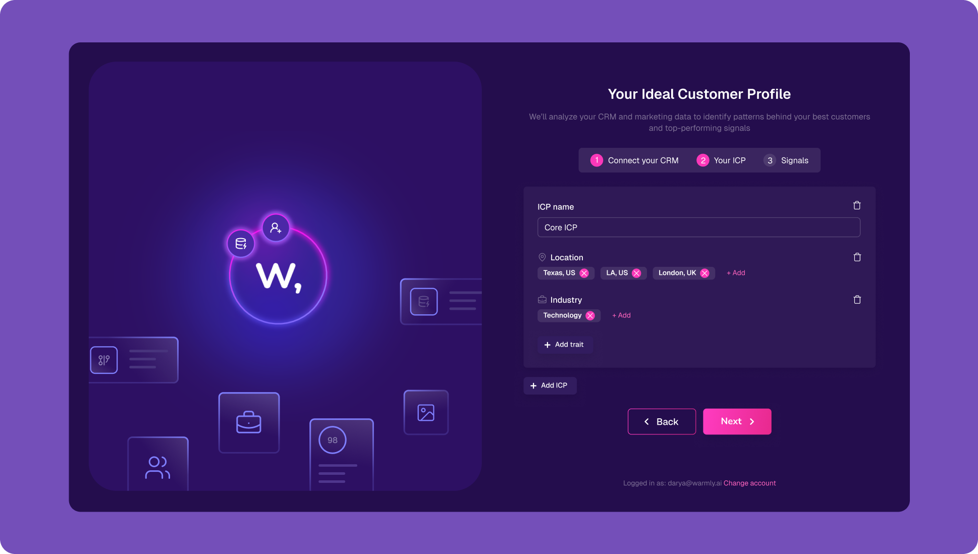 Onboarding step 2 - Your Ideal Customer Profile