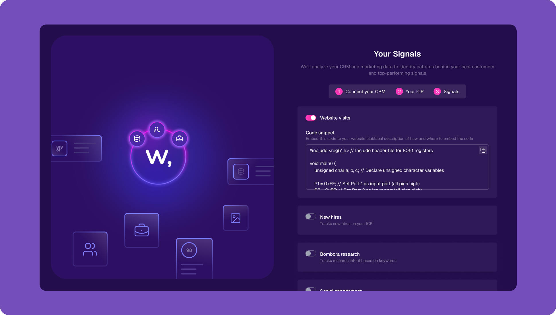 Onboarding step 3 - Your Signals